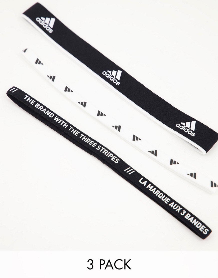 Adidas - Training - Set van 3 haarbandjes in zwart en wit