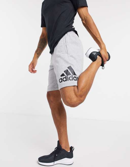 Adidas large discount logo shorts grey