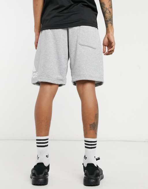 Adidas large best sale logo shorts grey