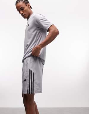 adidas Training shorts with 3 stripes in grey