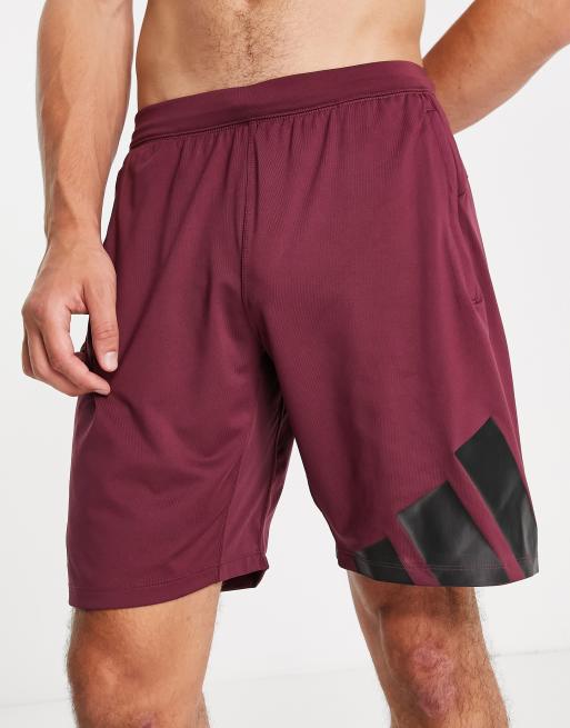 adidas Training shorts with large logo in burgundy