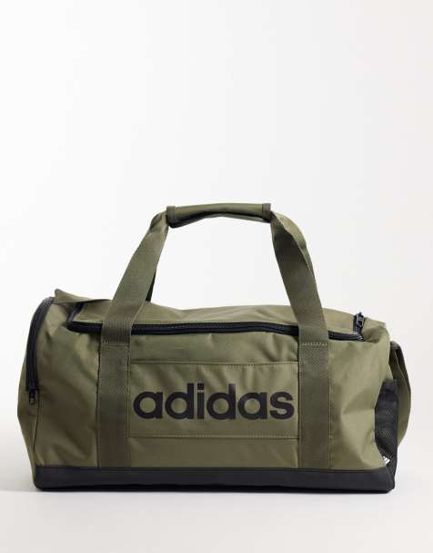 adidas Training small duffle bag with linear logo in khaki - view 1