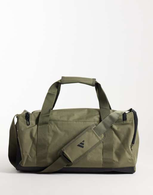 adidas Training small duffle bag with linear logo in khaki, 4 of 4