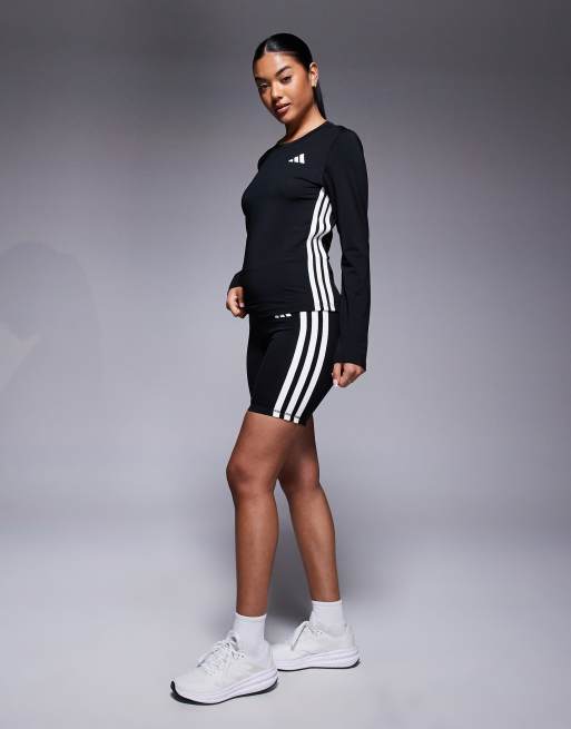 adidas Training - Sort langærmet top med 3 striber, 2 af 4