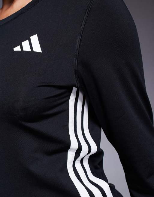 adidas Training - Sort langærmet top med 3 striber, 4 af 4