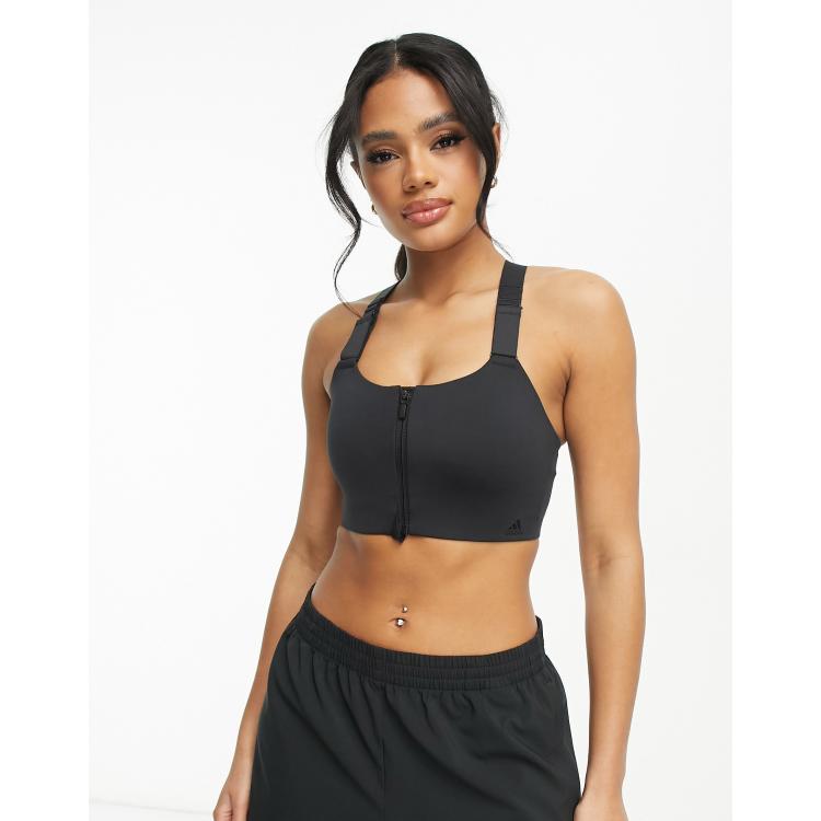 adidas Training - Soutien-gorge de sport zippé devant à soutien renforcé -  Noir