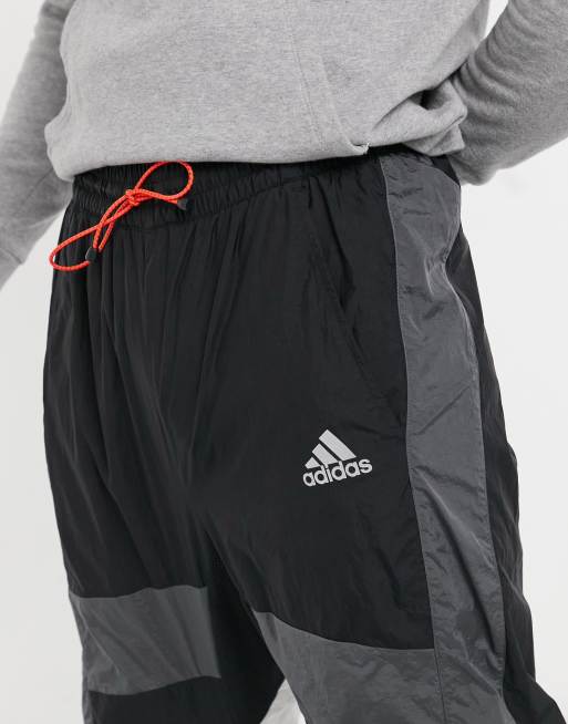 Adidas Training Space Track Pants In Black And Grey Asos