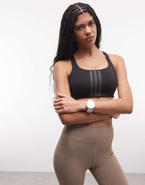adidas - Training - Sport bh met medium ondersteuning en 3 -Stripes in zwart - view 1