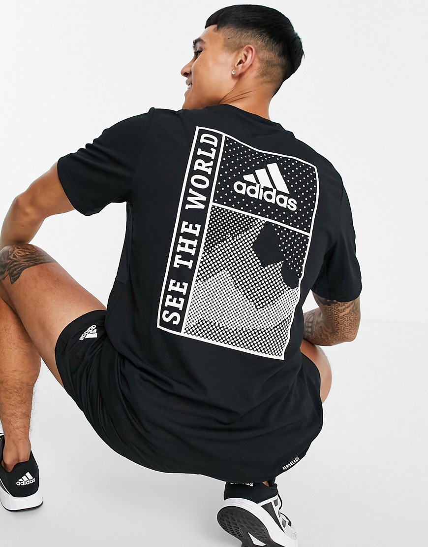 Adidas Training Sportforia back print t-shirt in black