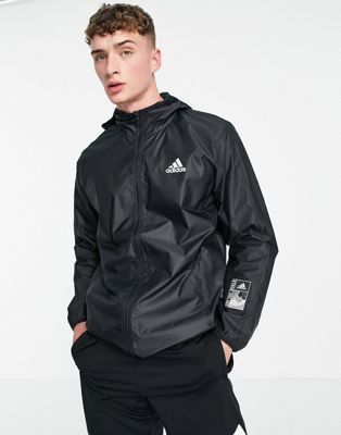 adidas Training Sportforia zip hooded jacket in black