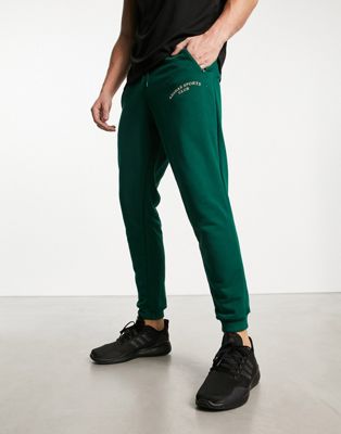 adidas Training Sports Club graphic joggers in green
