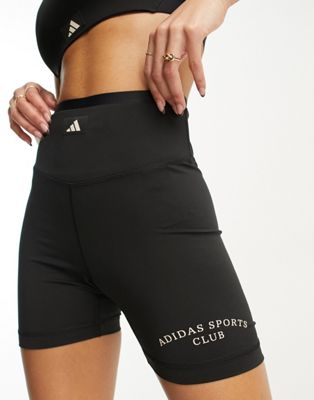 adidas Training Sports Club graphic legging shorts in black