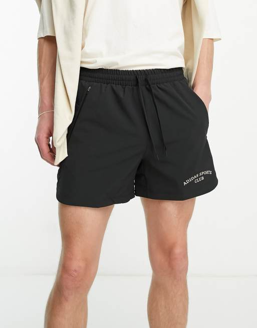 adidas Originals Adicolor polyester 3 stripe shorter shorts in black