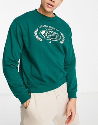 adidas Training Sports Club graphic sweatshirt in green - ASOS Price Checker