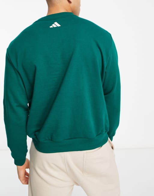 adidas Training Sports Club graphic sweatshirt in green, 3 of 4