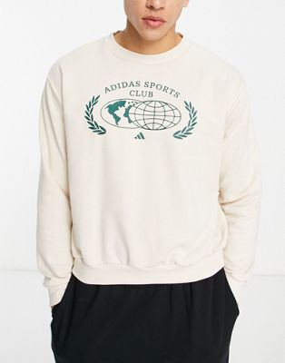 adidas Training Sports Club graphic sweatshirt in white - ASOS Price Checker