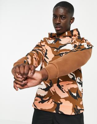 Adidas Originals Adidas Training Street Overhead Hoodie In Camo-brown