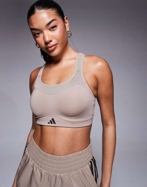 adidas – Training – Strength – Blekbrun sport-BH med högt stöd - view 1