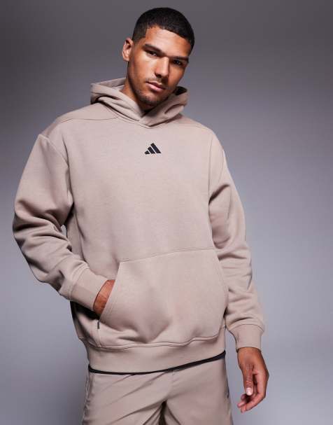 adidas - Training Strength - Felpa con cappuccio oversize marrone gesso - view 1