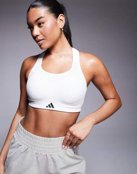 adidas Training Strength high  support sports bra in white - view 1