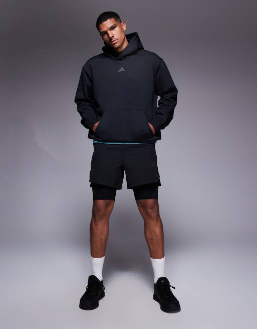 adidas Training Strength oversized hoodie in black, 2 of 4