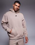 [adidas performance] adidas Training Strength oversized hoodie in chalky brown S chalky brown