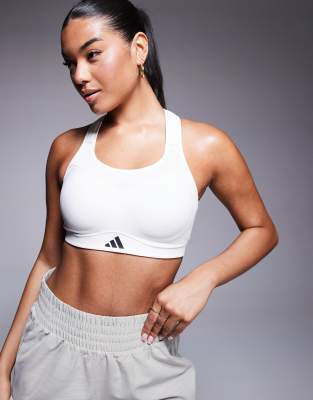adidas Training - Strength - Sport-BH in Weiß mit hoher Stützkraft
