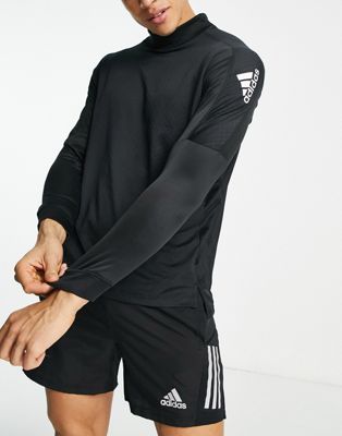 adidas Training Strength Warm long sleeve mock neck t-shirt in black
