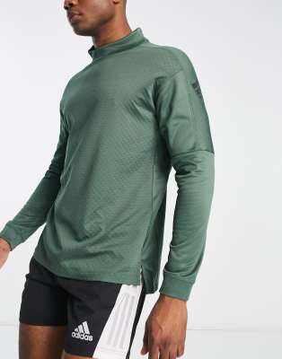  adidas Training Strength Warm long sleeve mock neck t-shirt in green 