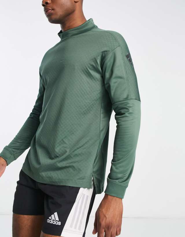 adidas performance - adidas Training Strength Warm long sleeve mock neck t-shirt in green