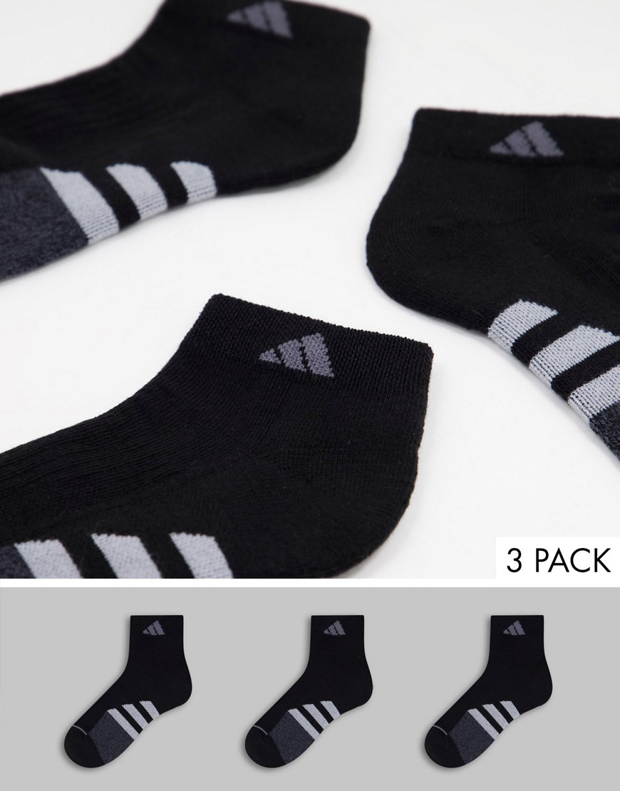 adidas Training Superlite stripe 3 pack low cut ankle socks in black