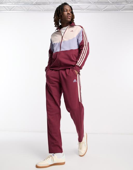 adidas Training - Survêtement color block à 3 bandes - Bordeaux