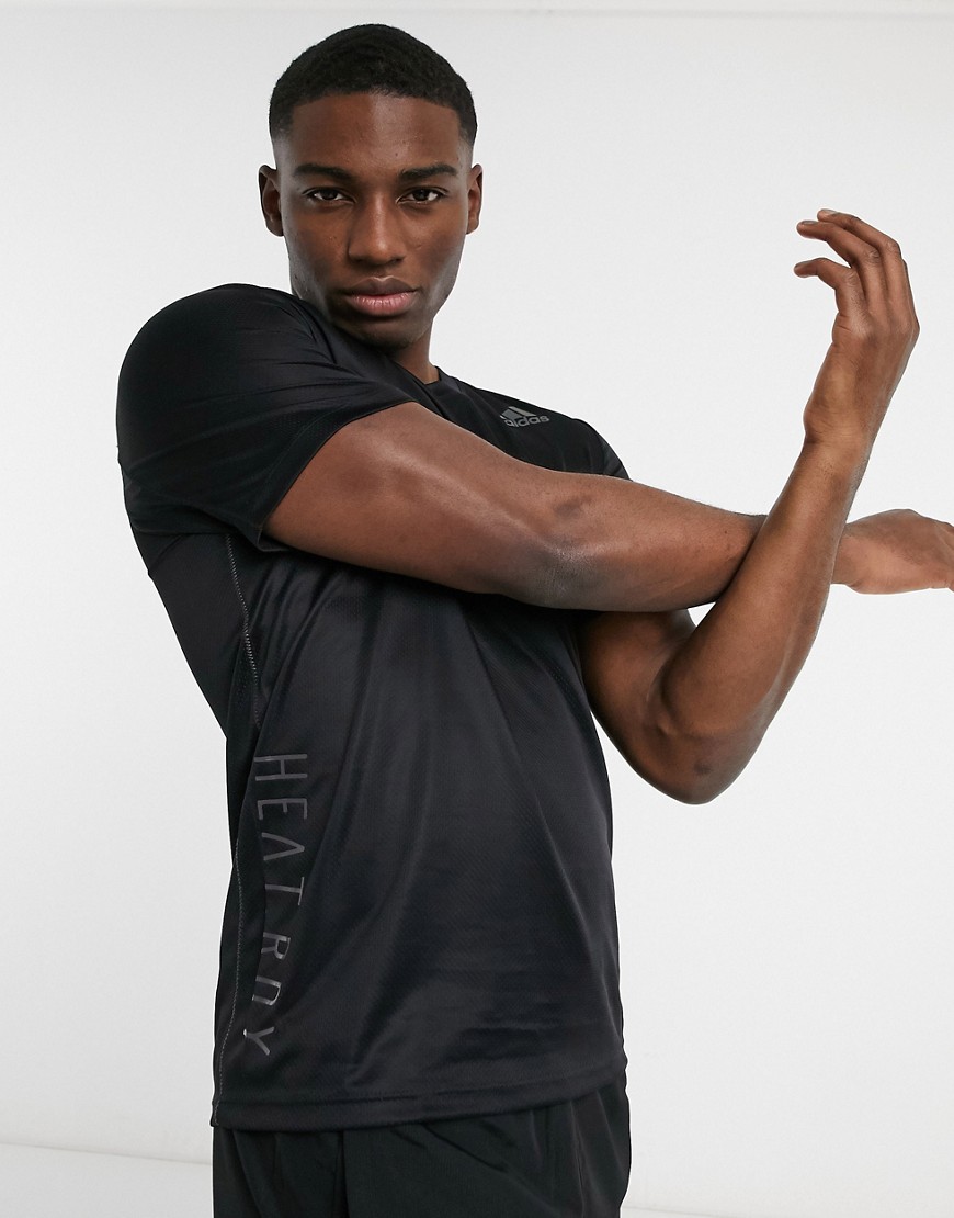 Adidas Training – Svart t-shirt med ränder baktill