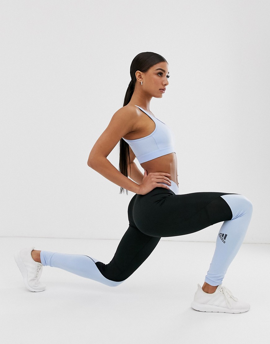 adidas Training – Svarta och blå blockfärgade leggings