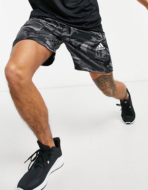 adidas Training sweat shorts in grey camo