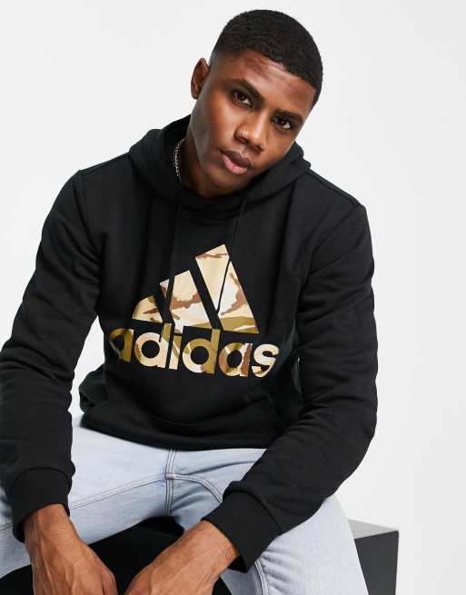 adidas - Training - Sweater met ronde hals in zwarte camouflageprint