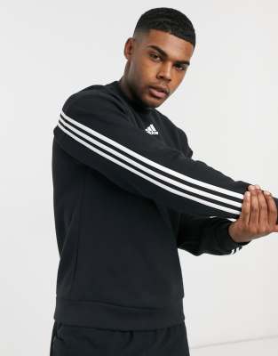 adidas originals hoodie with 3 stripes and central logo in black