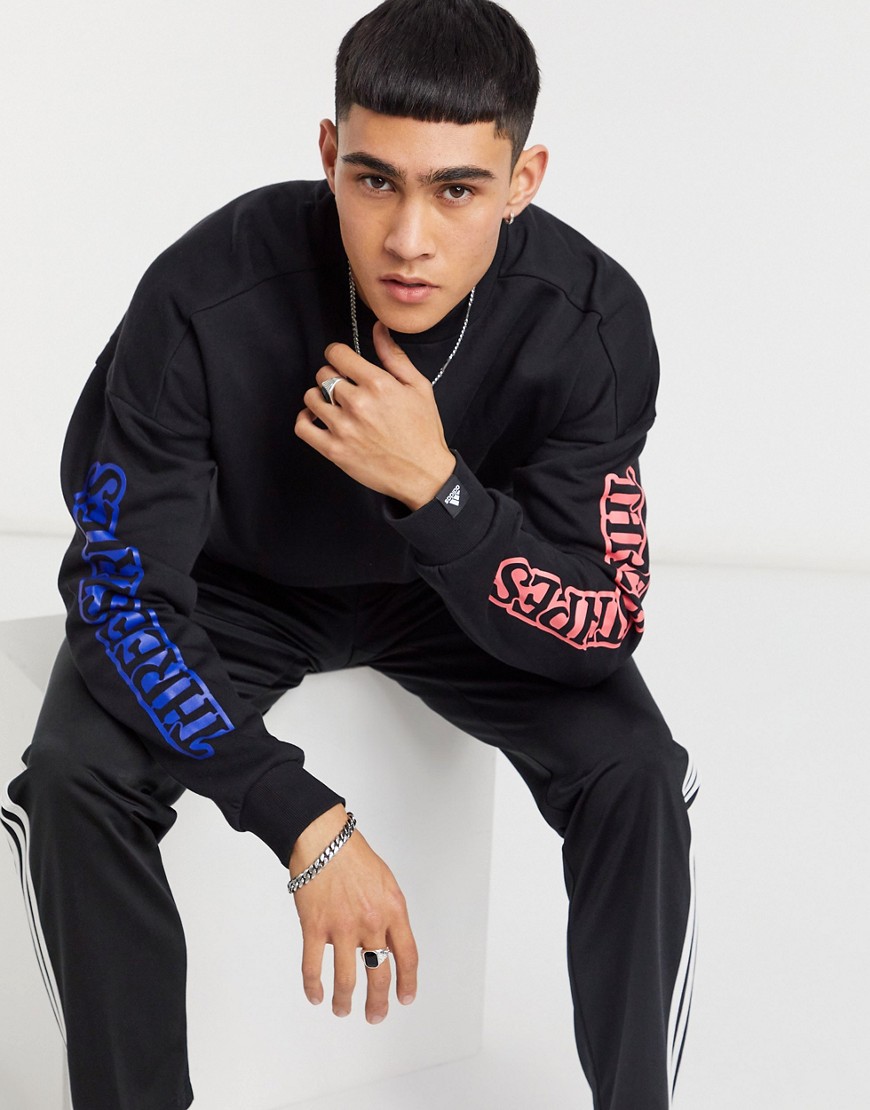 adidas Training sweatshirt in black with three stripe logo