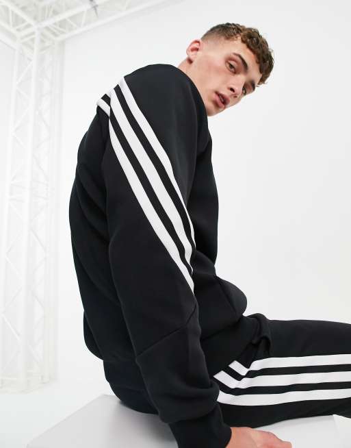 adidas - Training - Sweatshirt met omlopende 3-Stripes in zwart