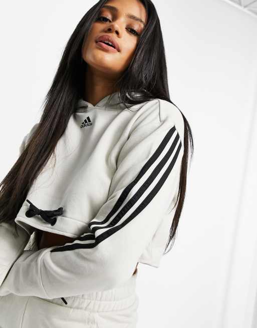 adidas Training – Szara bluza z kapturem i 3 paskami, 3 z 4