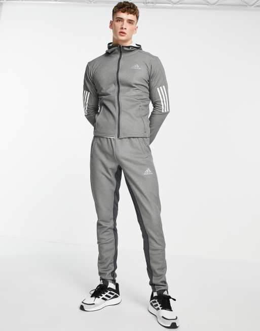 adidas Training – Szare joggersy treningowe z 3 paskami, 2 z 4