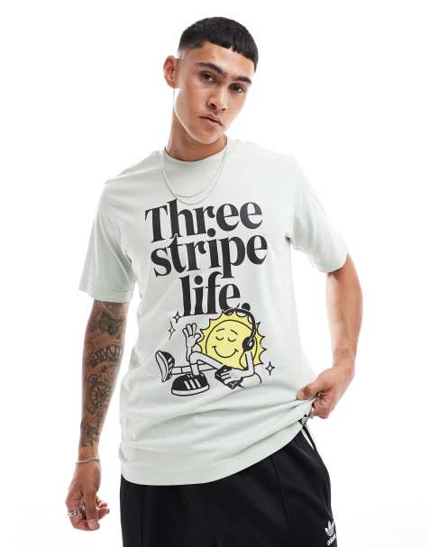 adidas Training - T-shirt à inscription Three Stripe Life - Vert - view 1