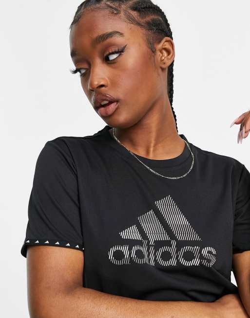 adidas Training T shirt avec bande griffee Noir