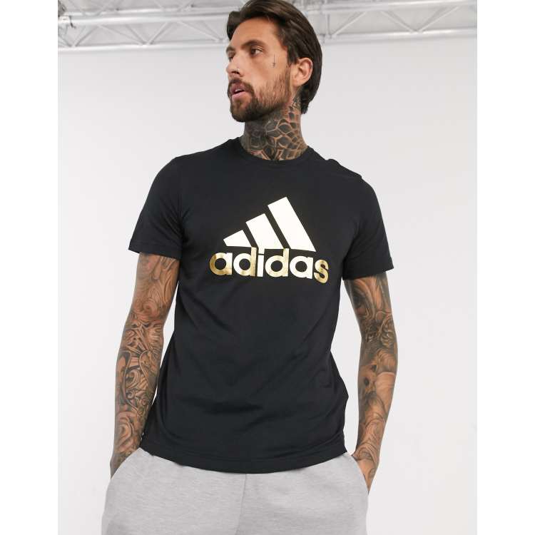 T shirt adidas store noir et doré