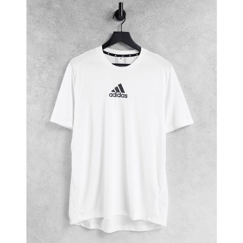 Uomo Palestra e allenamento adidas - Training - T-shirt bianca con logo sul petto, colore bianco