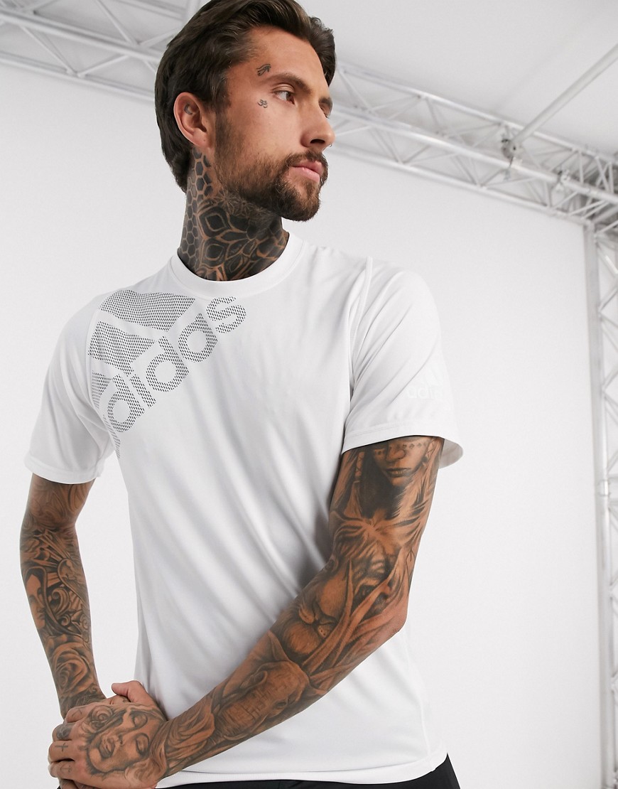 Adidas Training - T-shirt bianca con logo-Bianco