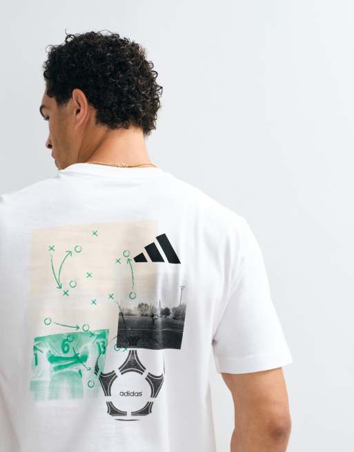 adidas Training - T-shirt bianca con stampa di calcio sul retro, 4 di 5