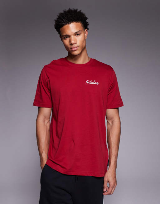 adidas - Training - T-shirt bordeaux con grafica ispirata al bowling sul retro, 3 di 5