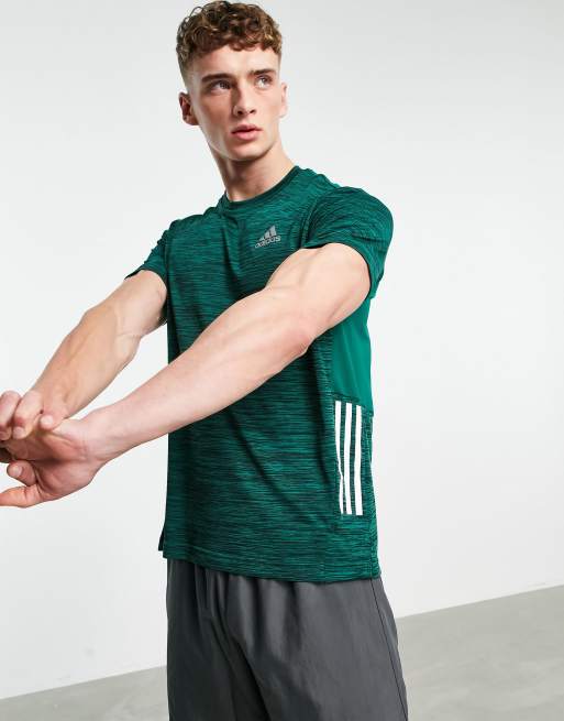 adidas Training - T-shirt effet dégradé à 3 bandes - Vert, 3 de 4