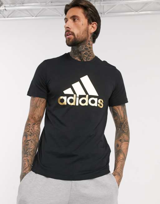 Adidas black and shop gold t shirt